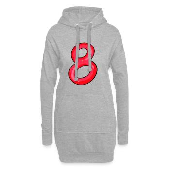 8 rouge - Sweat-shirt à capuche long Femme - gris chiné - Devant