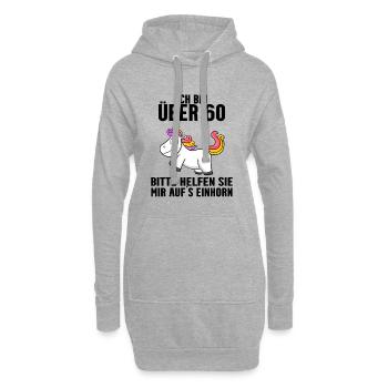 60. Geburtstag Frau 60 Jahre Einhorn - Hoodie-Kleid - Grau meliert - Vorne