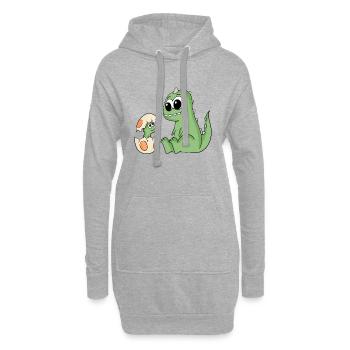 Dinosaurier mit Baby Dinosaurier - Hoodie-Kleid - Grau meliert - Vorne