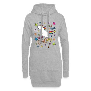 Einhorn Ich bin klein aber ohorn - klein aber oho - Hoodie-Kleid - Grau meliert - Vorne