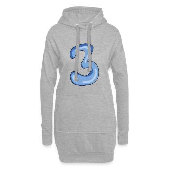 3 - Sweat-shirt à capuche long Femme - gris chiné - Devant