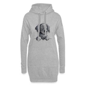 Happy Flat Coated Retriever I Hund - Hoodie-Kleid - Grau meliert - Vorne