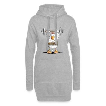 Starkes Huhn I Workout I Kraftsport - Hoodie-Kleid - Grau meliert - Vorne