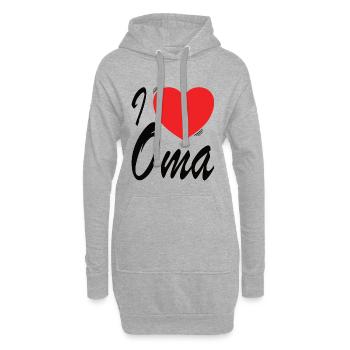 Herz und Oma lieben Typografie Design - Hoodie-Kleid - Grau meliert - Vorne