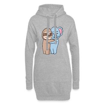 Faultier und Koala niedliche Tiere knuddeln - Hoodie-Kleid - Grau meliert - Vorne