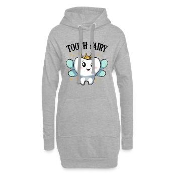 Royal Tooth with Wings Tooth Fairy - Hoodie Dress - heather grey - Front
