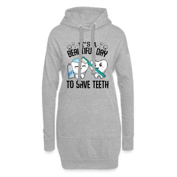 Duo de soins dentaires : Se brosser les dents - Sweat-shirt à capuche long Femme - gris chiné - Devant