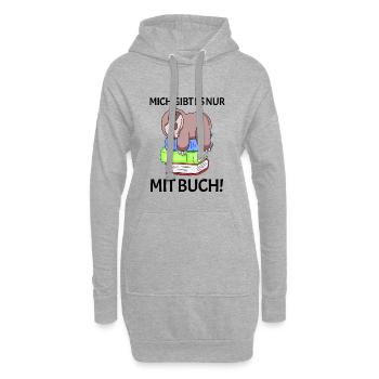 Buch Spruch Bücher lesen Leser Geschenk - Hoodie-Kleid - Grau meliert - Vorne