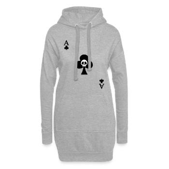 Schädel und Kreuz-Ass - Hoodie-Kleid - Grau meliert - Vorne