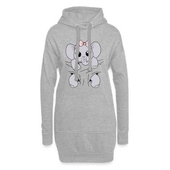 Bébé Éléphant Porter Animal Drôle Bébé Éléphant - Sweat-shirt à capuche long Femme - gris chiné - Devant