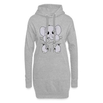Bébé Éléphant Animal Drôle Porter Bébé Éléphant - Sweat-shirt à capuche long Femme - gris chiné - Devant