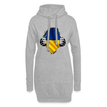 Ukraine - Hoodie-Kleid - Grau meliert - Vorne