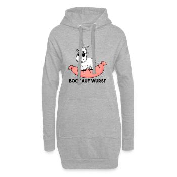 Bock auf Wurst - Ziege Ziegenbock - Hoodie-Kleid - Grau meliert - Vorne