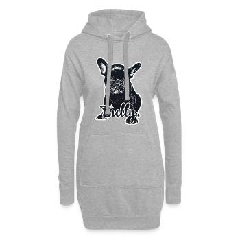 Bully black français bulldog chiot - Sweat-shirt à capuche long Femme - gris chiné - Devant