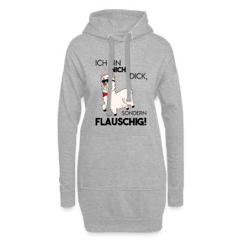 Alpaka - Ich bin nicht dick - Hoodie-Kleid - Grau meliert - Vorne