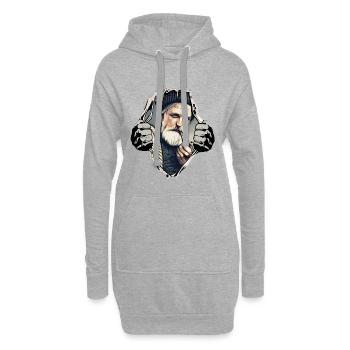 Seemann mit Pfeife unterm Shirt - Hoodie-Kleid - Grau meliert - Vorne