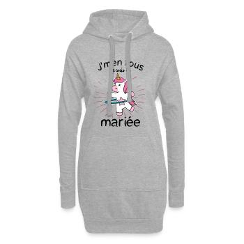 Femme EVJF Cadeau Future Mariée Fille Licorne - Sweat-shirt à capuche long Femme - gris chiné - Devant