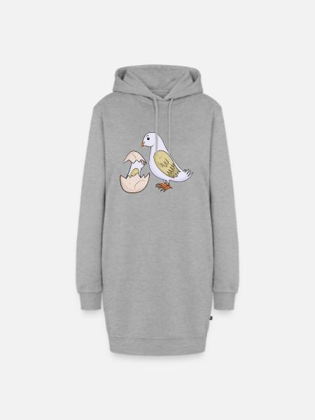 Taube mit Baby Taube - Hoodie-Kleid - Grau meliert