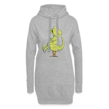 Waches Faultier I Dinosaurier I Dino T-Rex I Fun - Hoodie-Kleid - Grau meliert - Vorne