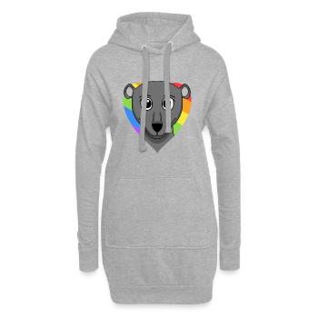 LGBT Tier Schwarzer Panther Regenbogen Herz - Hoodie-Kleid - Grau meliert - Vorne