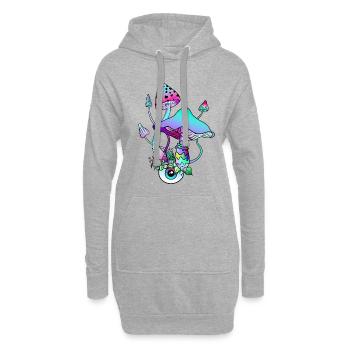 Champignons magiques Art psychédélique - Sweat-shirt à capuche long Femme - gris chiné - Devant