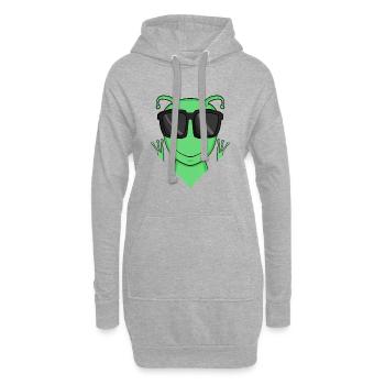 Alien cool avec des lunettes de soleil - Sweat-shirt à capuche long Femme - gris chiné - Devant