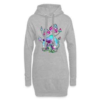 Champignons magiques Glitter colorés Art des champignons - Sweat-shirt à capuche long Femme - gris chiné - Devant