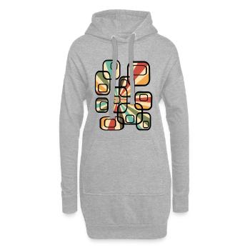 Modèle de papier peint des années 70 Motif rétro cuboïde - Sweat-shirt à capuche long Femme - gris chiné - Devant