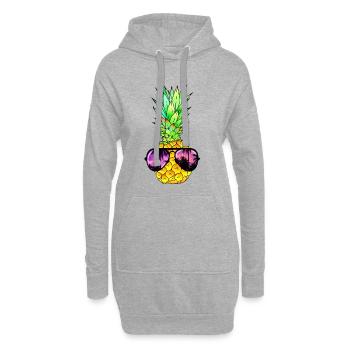 ananas frais avec lunettes de soleil - Sweat-shirt à capuche long Femme - gris chiné - Devant