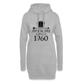Jahrgang 1960 - Fantastisch seit 1960 - Hoodie-Kleid - Grau meliert - Vorne