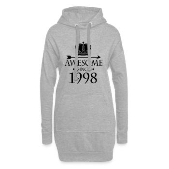 Jahrgang 1998 - Fantastisch seit 1998 - Hoodie-Kleid - Grau meliert - Vorne