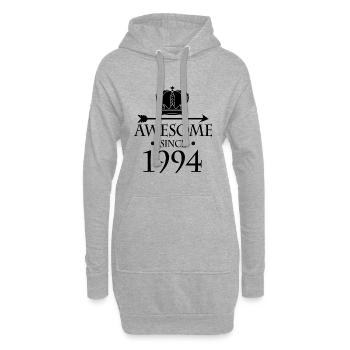 Jahrgang 1994 - Fantastisch seit 1994 - Hoodie-Kleid - Grau meliert - Vorne
