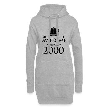 Jahrgang 2000 - Fantastisch seit 2000 - Hoodie-Kleid - Grau meliert - Vorne