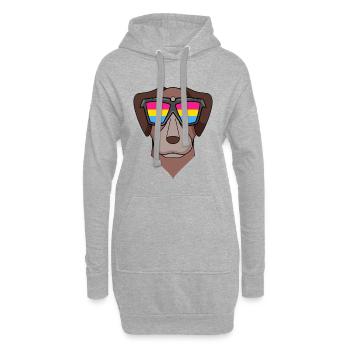 Pansexual Pointer Dog - Chien avec lunettes - Sweat-shirt à capuche long Femme - gris chiné - Devant