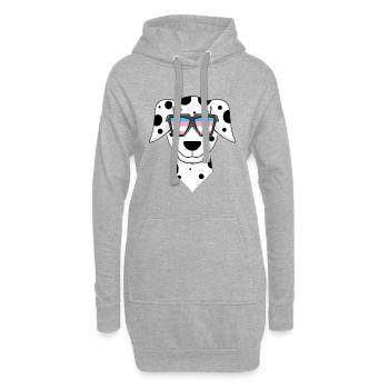 Chien dalmate transgenre - chien avec lunettes - Sweat-shirt à capuche long Femme - gris chiné - Devant