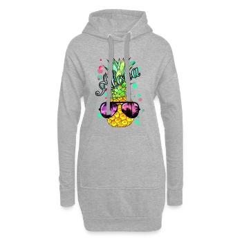 Ananas Aloha avec lunettes de soleil - Sweat-shirt à capuche long Femme - gris chiné - Devant