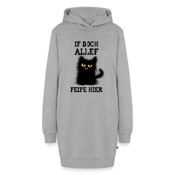 Allef Feife Hier Wuschelige Katze Muffel Mieze - Hoodie-Kleid - Grau meliert - Vorne