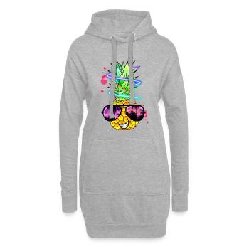 ananas frais avec spirale de néon - Sweat-shirt à capuche long Femme - gris chiné - Devant