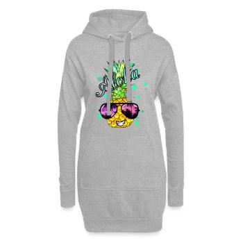 Ananas Aloha avec des éclaboussures de peinture - Sweat-shirt à capuche long Femme - gris chiné - Devant