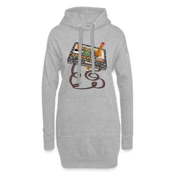 80er 90er Jahre Kassette Pencil Throwback Retro Vinta - Hoodie-Kleid - Grau meliert - Vorne