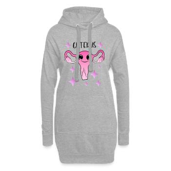 Cuterus - niedlicher Uterus - Hoodie-Kleid - Grau meliert - Vorne