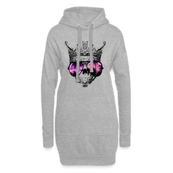 Hipster Skull King - Sweat-shirt à capuche long Femme - gris chiné - Devant