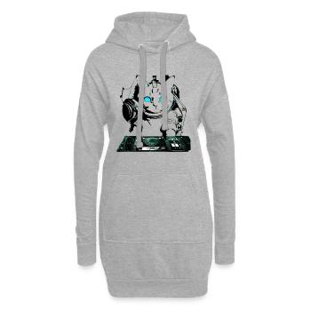 DJ Katze mit Mischpult - Hoodie-Kleid - Grau meliert - Vorne
