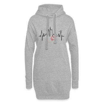 Francfort Skyline Heartbeat FFM Fan Love Hessen - Sweat-shirt à capuche long Femme - gris chiné - Devant