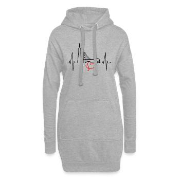 San Francisco Skyline Heartbeat Californie États-Unis - Sweat-shirt à capuche long Femme - gris chiné - Devant