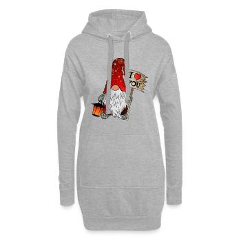 Gnom Weihnachts Wichtel mit ich liebe dich Schild - Hoodie-Kleid - Grau meliert - Vorne