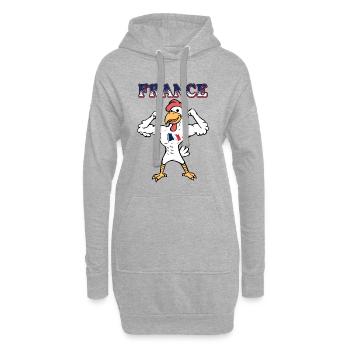 Coq Français Équipe de France de Sport - Sweat-shirt à capuche long Femme - gris chiné - Devant