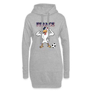 Coq Français Sports France avec Ballon de Football - Sweat-shirt à capuche long Femme - gris chiné - Devant