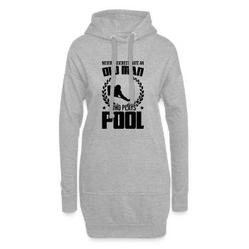 Alter Billardspieler - Hoodie-Kleid - Grau meliert - Vorne