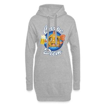 Carpe diem - Sweat-shirt à capuche long Femme - gris chiné - Devant